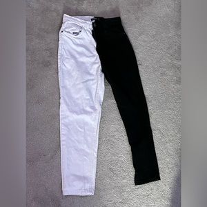 NastyGal black and white split jeans